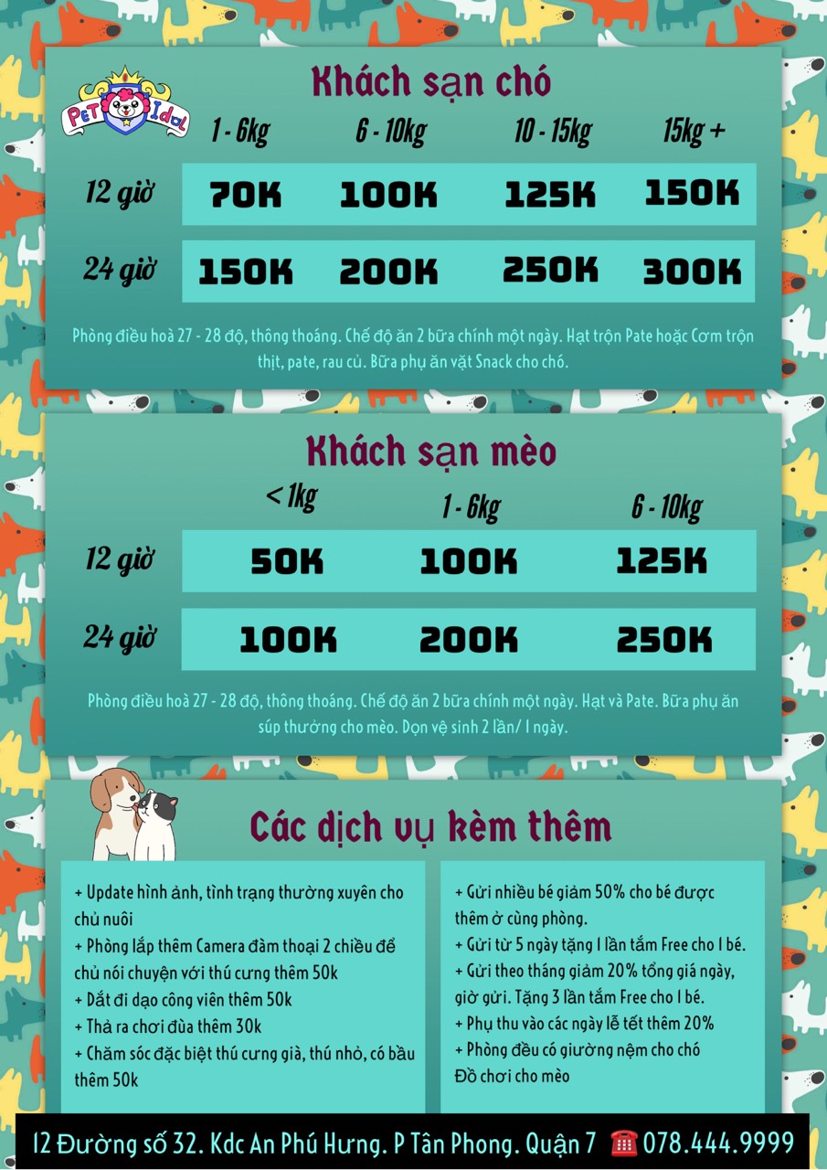 bảng giá khách sạn cho mèo
