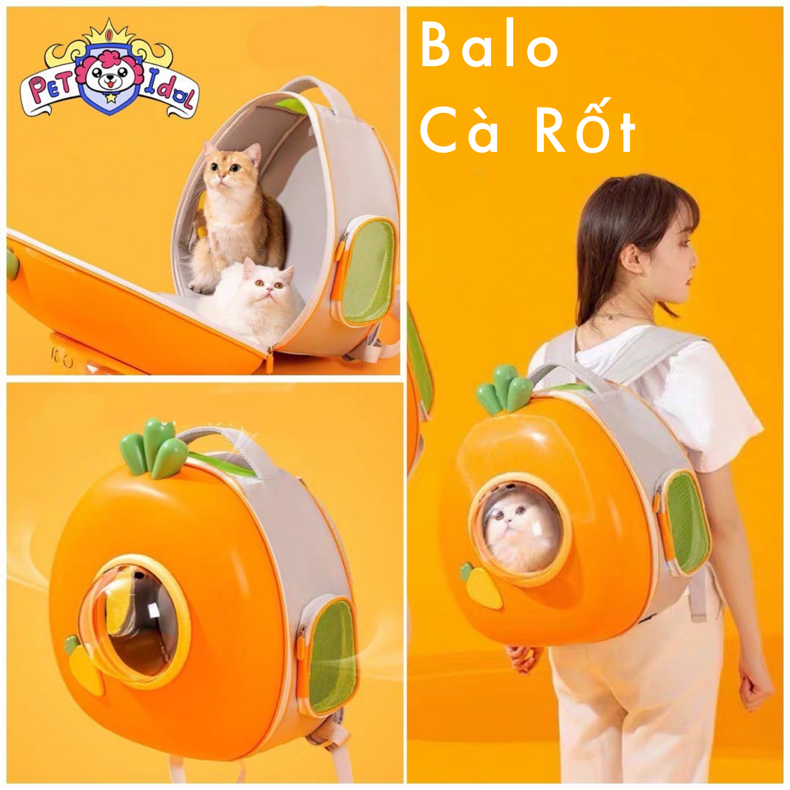 Balo vận chuyển chó mèo Cà rốt
